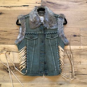 Vintage Christian Lacroix Rabbit Fur Jean Vest